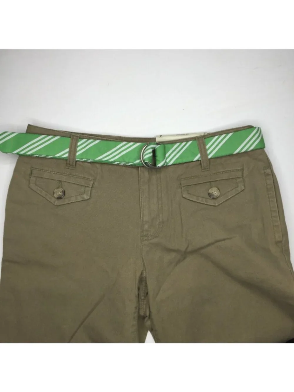 Liz Claiborne Petite Olive Green Tie Sloane Wide Leg WDPUB837 Size 10P Regular